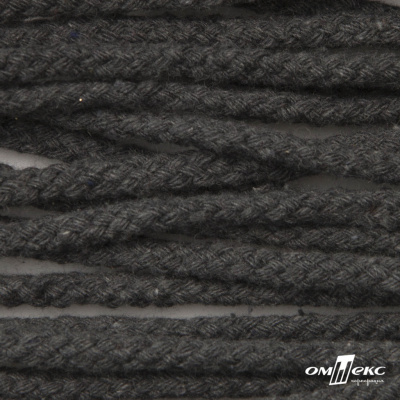Шнур плетеный d-6 мм круглый, 70% хлопок 30% полиэстер, уп.90+/-1 м, цв.1088-т.серый - купить в Братске. Цена: 594 руб.