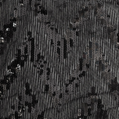 Трикотажное полотно с пайетками, шир.130 см, #311-бахрома чёрная - купить в Братске. Цена 1 183.35 руб.