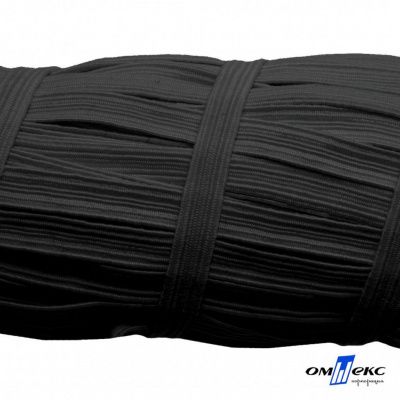 Резиновые нити с текстильным покрытием, шир. 6 мм (55 м/уп), цв.-черный - купить в Братске. Цена: 210.75 руб.