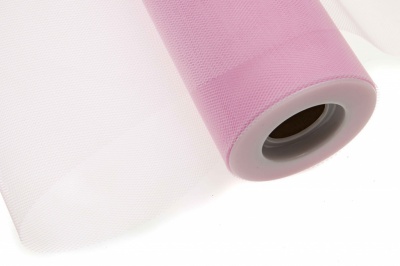 Фатин в шпульках 16-14, 10 гр/м2, шир. 15 см (в нам. 25+/-1 м), цвет розовый - купить в Братске. Цена: 101.71 руб.