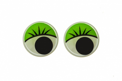 Глазки для игрушек, круглые, с бегающими зрачками, 15 мм/упак.50+/-2 шт, цв. -зеленый - купить в Братске. Цена: 113.01 руб.