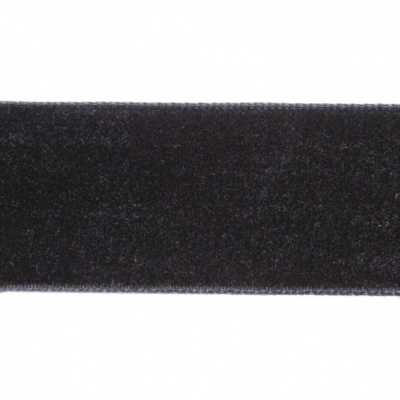 Лента бархатная нейлон, шир.25 мм, (упак. 45,7м), цв.03-черный - купить в Братске. Цена: 800.84 руб.