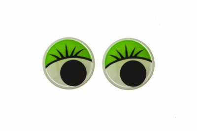 Глазки для игрушек, круглые, с бегающими зрачками, 12 мм/упак.50+/-2 шт, цв. -зеленый - купить в Братске. Цена: 96.01 руб.