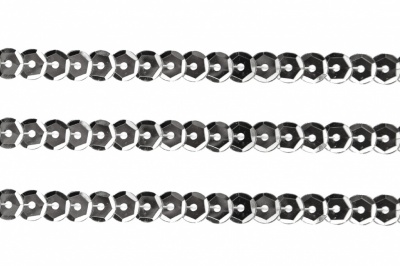 Пайетки "ОмТекс" на нитях, SILVER-BASE, 6 мм С / упак.73+/-1м, цв. 1 - серебро - купить в Братске. Цена: 468.37 руб.