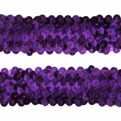 Тесьма с пайетками 12, шир. 30 мм/уп. 25+/-1 м, цвет фиолет - купить в Братске. Цена: 1 098.48 руб.