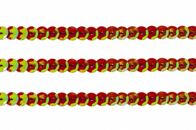 Пайетки "ОмТекс" на нитях, CREAM, 6 мм С / упак.73+/-1м, цв. 96 - красный - купить в Братске. Цена: 484.77 руб.