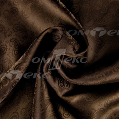 Ткань подкладочная жаккард Р14098, 19-1217/коричневый, 85 г/м2, шир. 150 см, 230T - купить в Братске. Цена 166.45 руб.