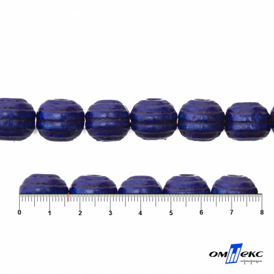 0309-Бусины деревянные "ОмТекс", 16 мм, упак.50+/-3шт, цв.006-синий - купить в Братске. Цена: 62.22 руб.